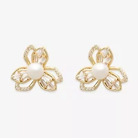Mixit White Simulated Pearl 5mm Flower Stud Earrings