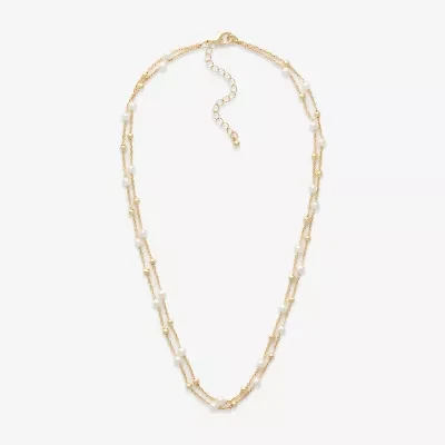 Mixit Womens White Simulated Pearl Stainless Steel Round 2-pc. Jewelry Set