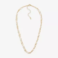 Mixit Womens White Simulated Pearl Stainless Steel Round 2-pc. Jewelry Set
