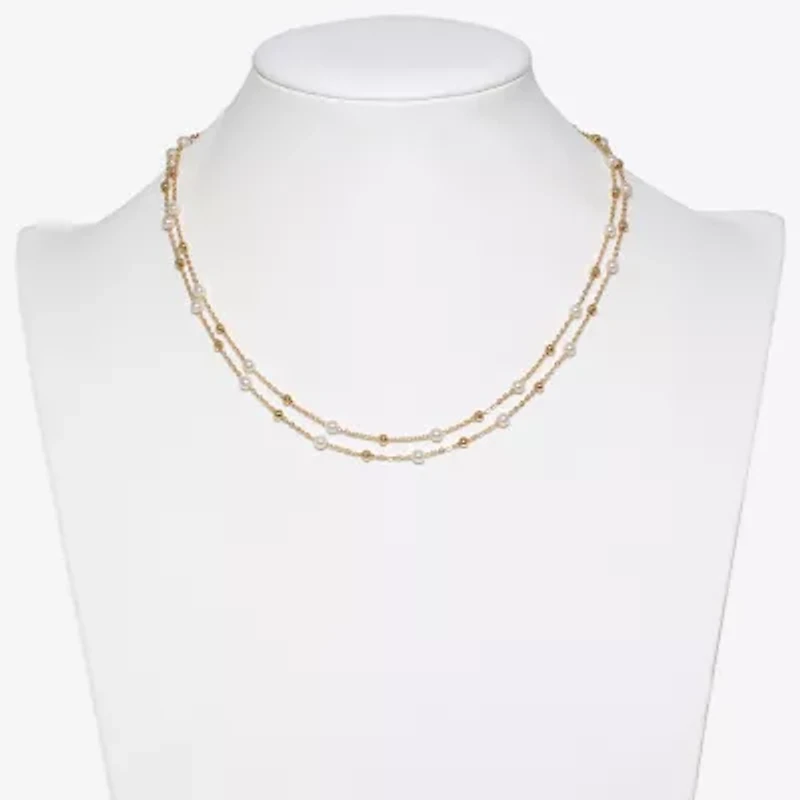 Mixit Womens White Simulated Pearl Stainless Steel Round 2-pc. Jewelry Set