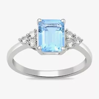 Womens Simulated Blue Aquamarine Sterling Silver 3-pc. Jewelry Set