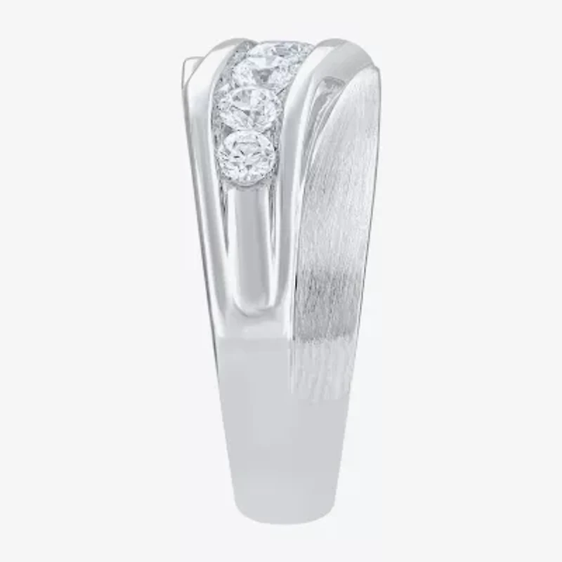 (H-I / I1) Mens 5MM 1 CT. T.W. Lab Grown White Diamond 10K Gold Wedding Band