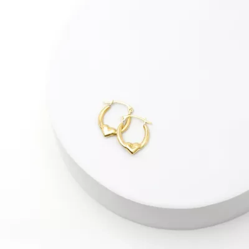 Womens 10K Gold 16mm Heart Hoop Earrings