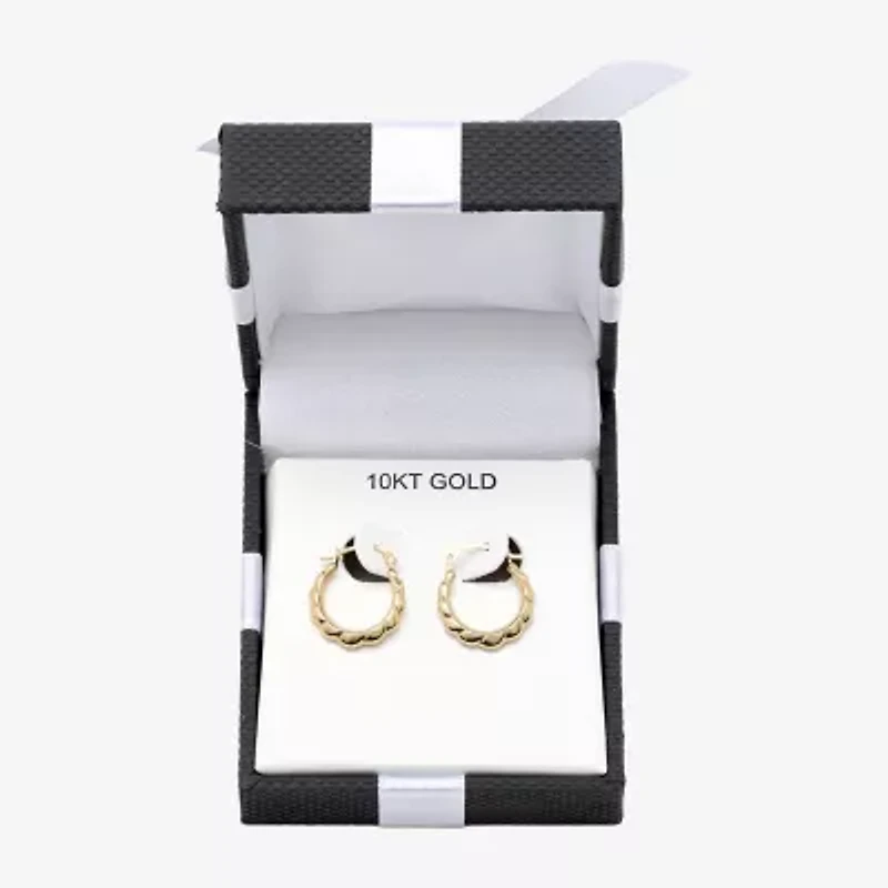 Small Scalloped Edge Hoop Earrings 10K Gold
