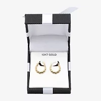 Small Scalloped Edge Hoop Earrings 10K Gold