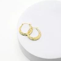 Croissant Womens 10K Gold 21.1mm Round Hoop Earrings