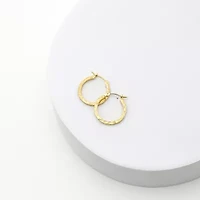 Womens 14K Gold 15mm Hoop Earrings