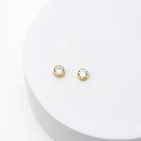 Cubic Zirconia 14K Gold 6mm Stud Earrings