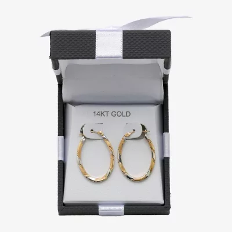 Two-Tone 14K Gold Oval Hoop Earrings