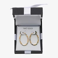 Two-Tone 14K Gold Oval Hoop Earrings