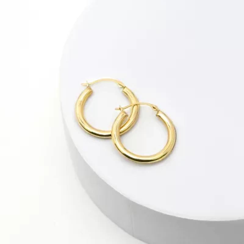 14K Gold Round Polished 21mm Hoop Earrings