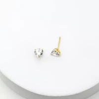 Heart Cubic Zirconia 10K Gold Stud Earrings