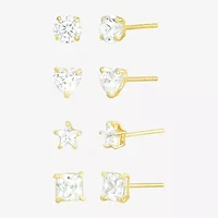 10K Gold 4 Pair Earring Set