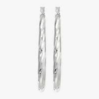 Womens Sterling Silver 40mm Round Hoop Earrings