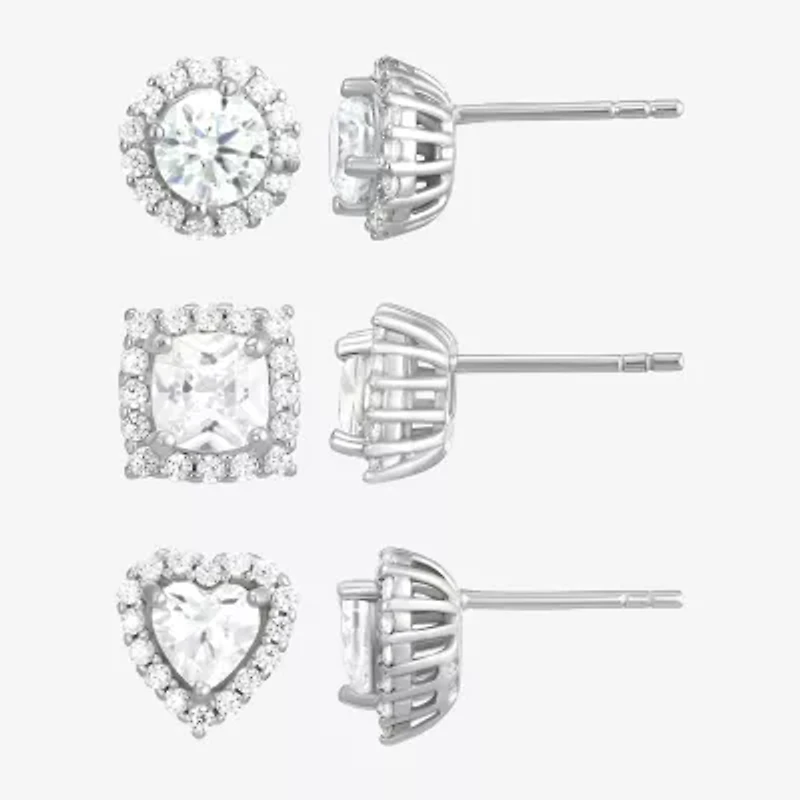 DiamonArt® 4 CT. T.W. White Cubic Zirconia Sterling Silver Round Earring Set