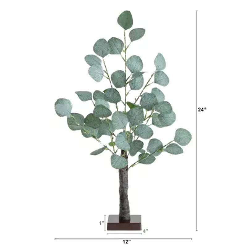 Nearly Natural 2ft. Green Lighted Eucalyptus Indoor Artificial Tree