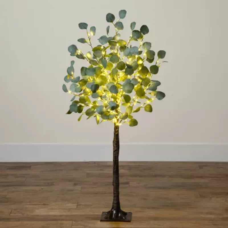 Nearly Natural 4ft. Green Lighted Eucalyptus Indoor Artificial Tree