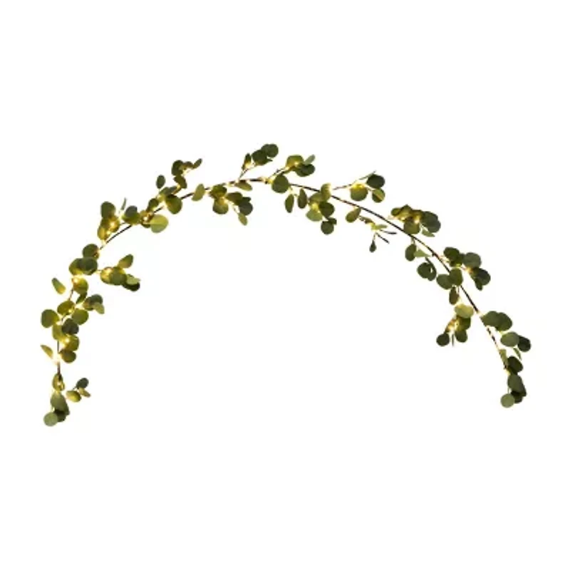 Nearly Natural 6.5ft. Green Lighted Eucalyptus Indoor Garland
