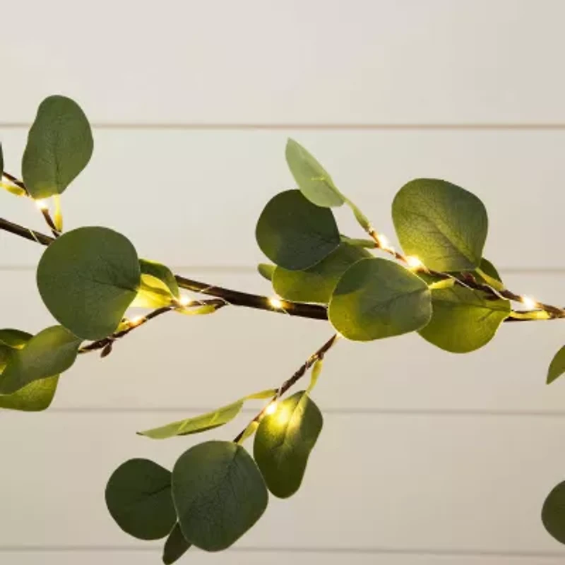 Nearly Natural 6.5ft. Green Lighted Eucalyptus Indoor Garland