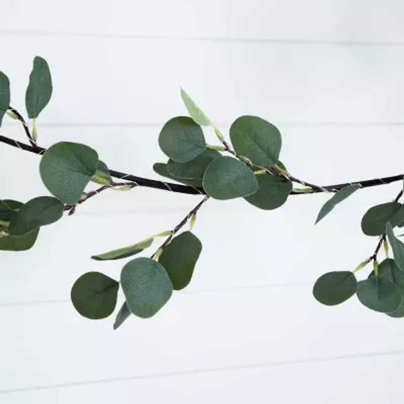 Nearly Natural 6.5ft. Green Lighted Eucalyptus Indoor Garland