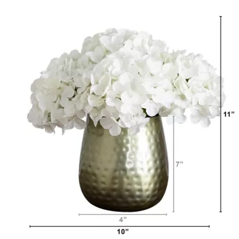 Nearly Natural 11in. White Hydrangea Floral Arrangement