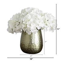 Nearly Natural 11in. White Hydrangea Floral Arrangement