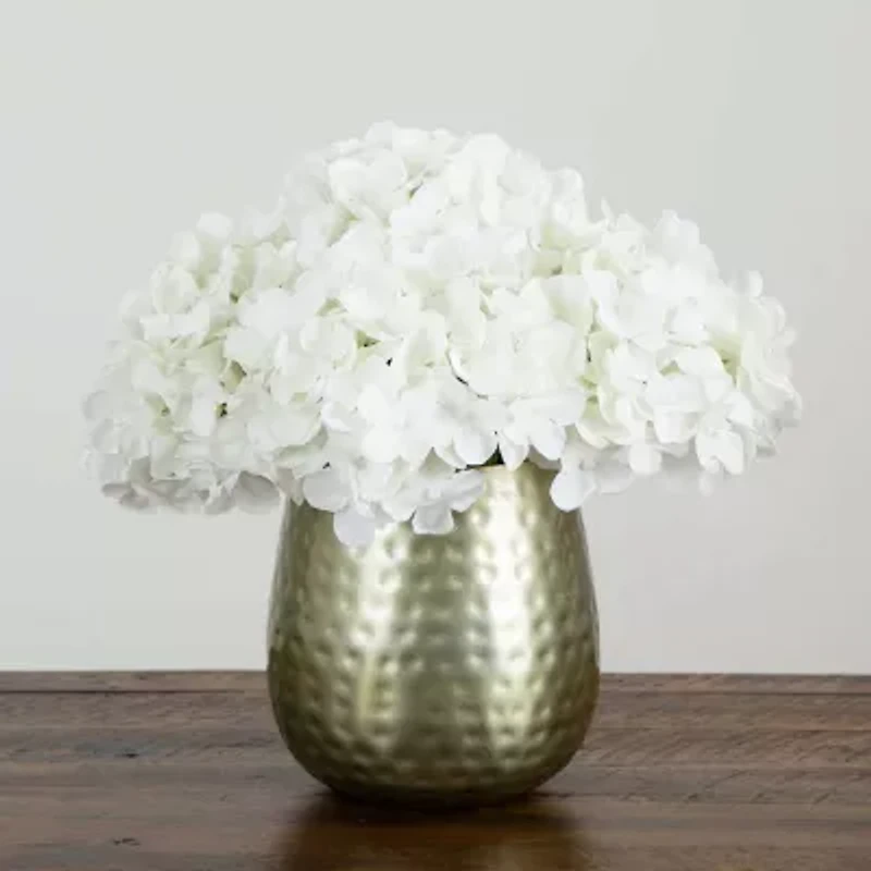 Nearly Natural 11in. White Hydrangea Floral Arrangement