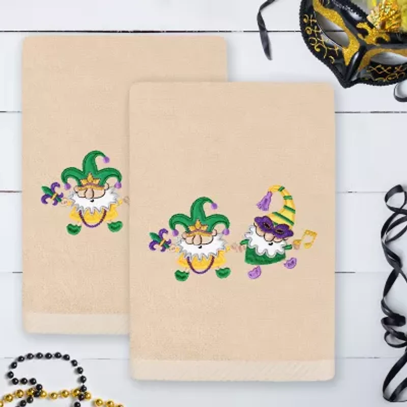 Linum Home Textiles Mardi Gras Gnomes Embroidered 2-pc. Hand Towel