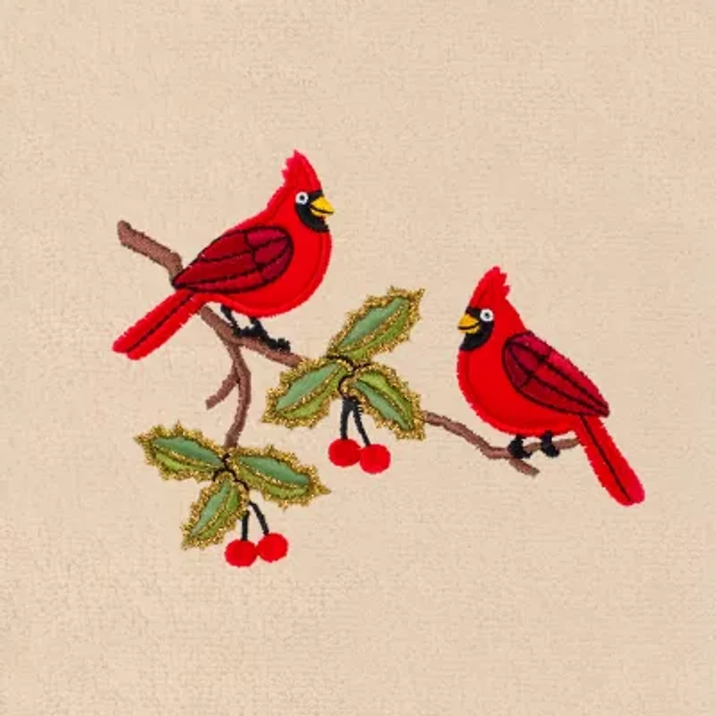 Linum Home Textiles Christmas Red Pair Embroidered 2-pc. Hand Towel