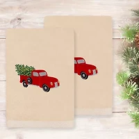 Linum Home Textiles Christmas Truck Embroidered 2-pc. Hand Towel
