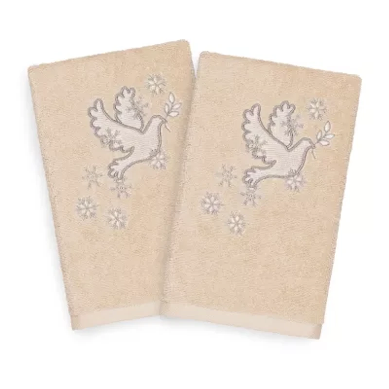 Linum Home Textiles Christmas Dove Embroidered 2-pc. Hand Towel