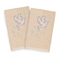 Linum Home Textiles Christmas Dove Embroidered 2-pc. Hand Towel
