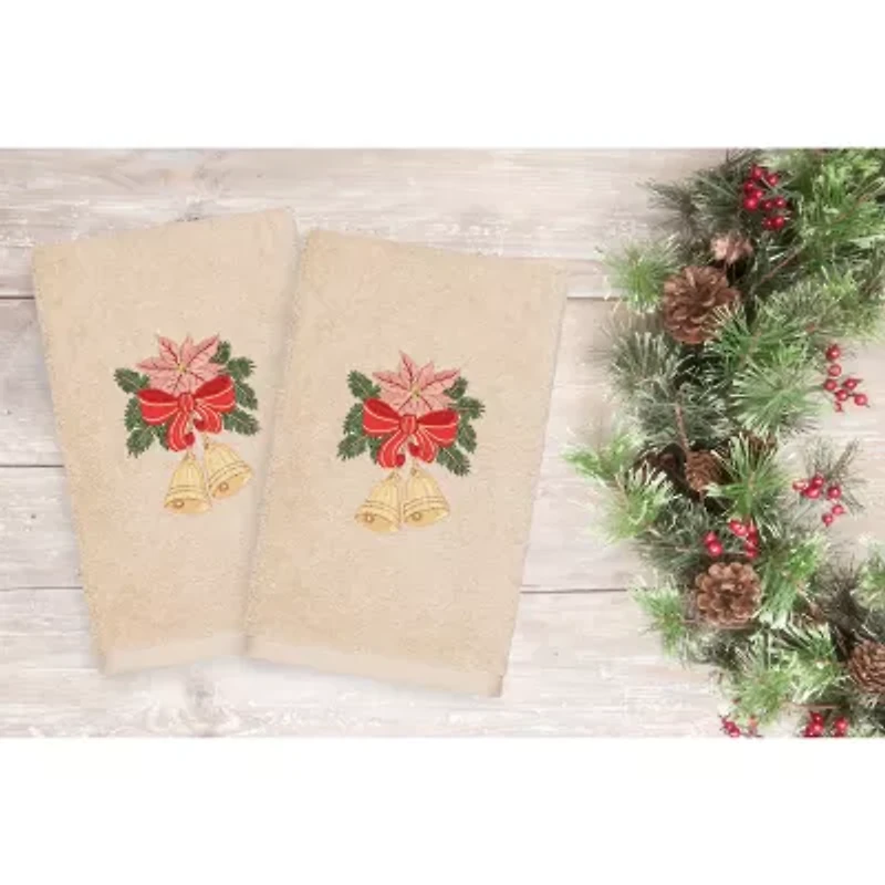 Linum Home Textiles Christmas Bells Embroidered 2-pc. Hand Towel