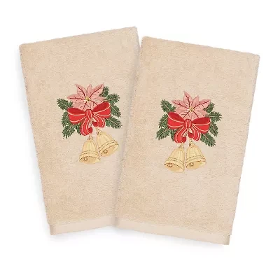 Linum Home Textiles Christmas Bells Embroidered 2-pc. Hand Towel