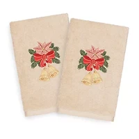 Linum Home Textiles Christmas Bells Embroidered 2-pc. Hand Towel