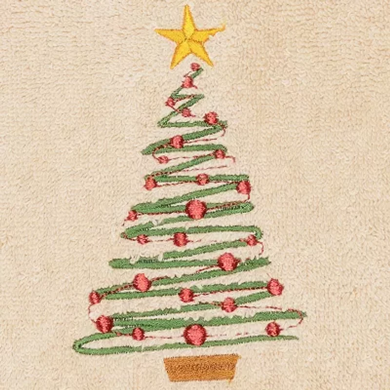 Linum Home Textiles Christmas Tree Embroidered 2-pc. Hand Towel