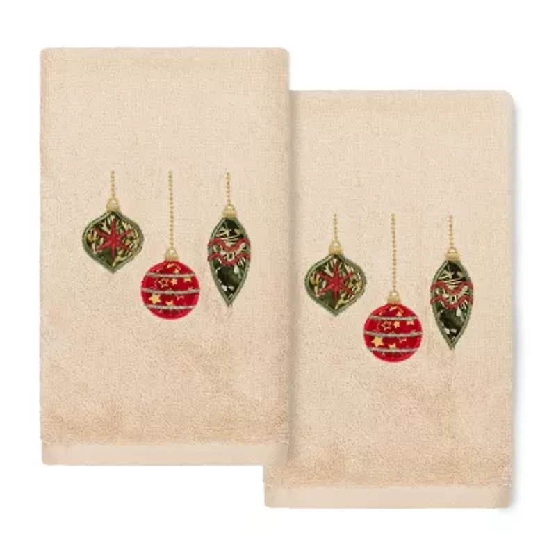 Linum Home Textiles Christmas Ornament Embroidered 2-pc. Hand Towel