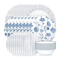 Corelle Botanical Stripes 32-pc. Glass Dinnerware Set