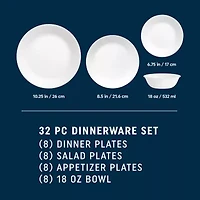 Corelle Shimmering White 32-pc. Glass Dinnerware Set
