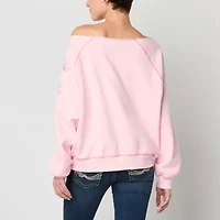 Off The Shoulder Womens Straight Neck Long Sleeve Hello Kitty My Melody Juniors Sweatshirt