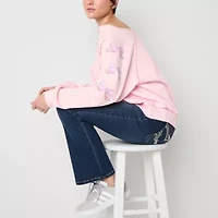 Off The Shoulder Womens Straight Neck Long Sleeve Hello Kitty My Melody Juniors Sweatshirt
