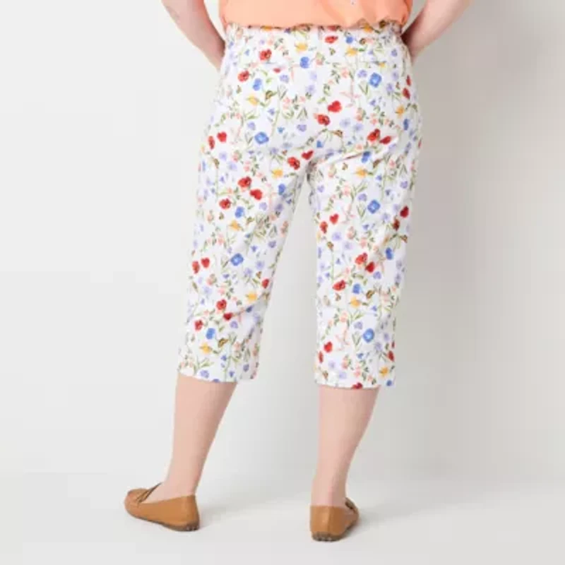St. John's Bay Womens Plus Straight Mid Rise Capri Pant