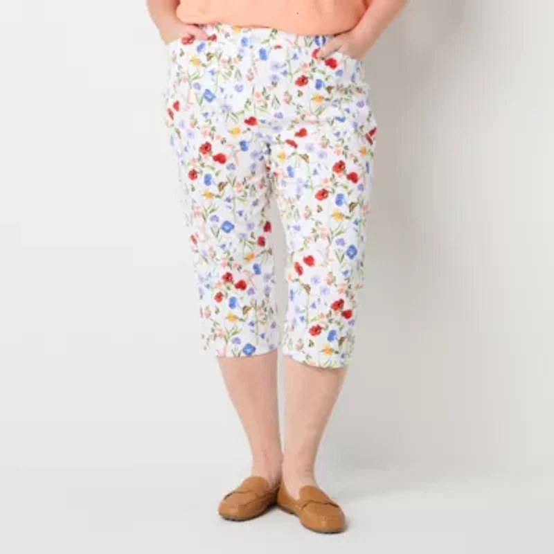 St. John's Bay Womens Plus Straight Mid Rise Capri Pant