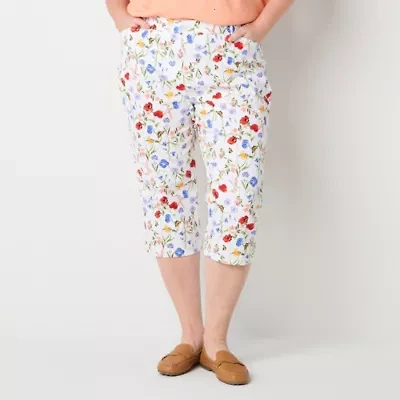 St. John's Bay Womens Plus Straight Mid Rise Capri Pant