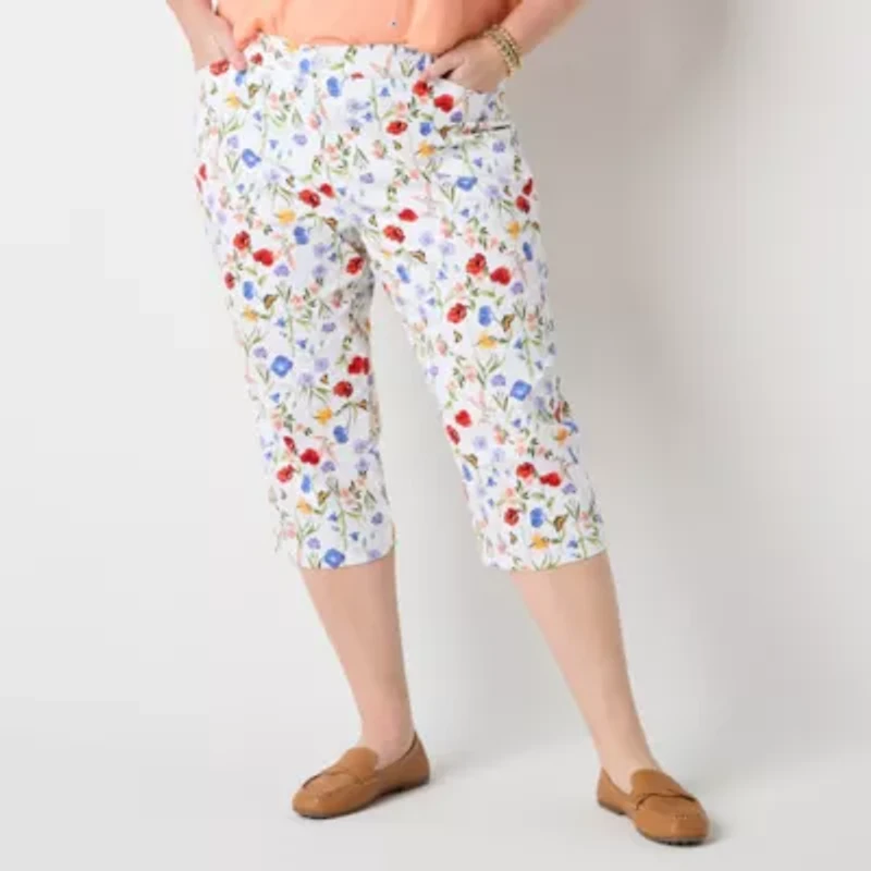 St. John's Bay Womens Plus Straight Mid Rise Capri Pant