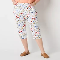 St. John's Bay Womens Plus Straight Mid Rise Capri Pant