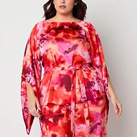Bold Elements Womens Plus Boat Neck Long Sleeve Satin Blouse