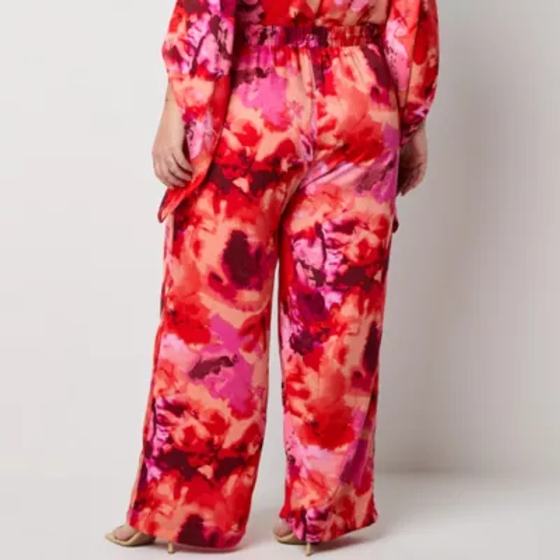 Bold Elements Womens Wide Leg High Rise Plus Pull-On Pant