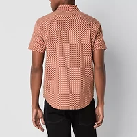 mutual weave Mens Easy-on + Easy-off Short Sleeve Regular Fit Button-Down Shirt