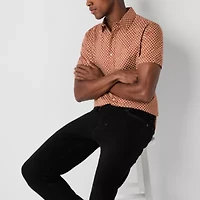 mutual weave Mens Easy-on + Easy-off Short Sleeve Regular Fit Button-Down Shirt